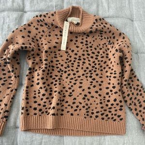 SALTWATERLUXE leopard high neck sweater size S new with tags
